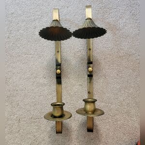 Set of 2 brass wall sconces candlestick holders